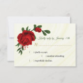 Rote Blume, grüne Blätter RSVP Karte (Vorderseite)