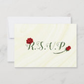 Rote Blume, grüne Blätter RSVP Karte (Rückseite)