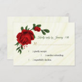 Rote Blume, grüne Blätter RSVP Karte (Vorne/Hinten)
