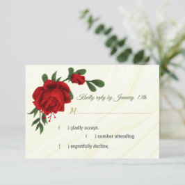 Rote Blume, grüne Blätter RSVP Karte