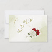 Rote Blume grüne Blätter RSVP-Karte RSVP Karte (Rückseite)