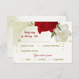 Rote Blume grüne Blätter RSVP-Karte RSVP Karte