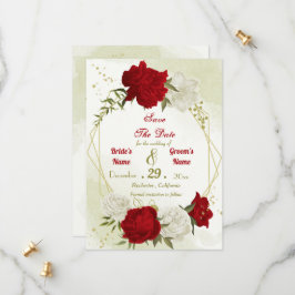 Rote Blume, grüne Blätter Save The Date