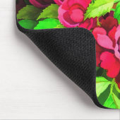 Rote Blume Grüne Blätter zeichnen Mousepad (Ecke)