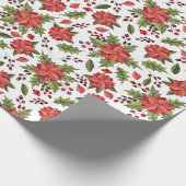 Rote Blume grünes Blatt Weihnachtsmuster Wrap Geschenkpapier (Ecke)