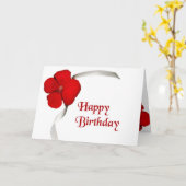 Rote Blume - Happy Birthday Karte (Gelbe Blume)