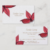 Rote Blume Herbst Elegante Visitenkarte (Vorne/Hinten)