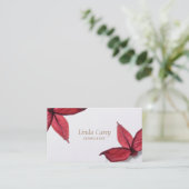 Rote Blume Herbst Elegante Visitenkarte (Stehend Vorderseite)