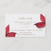 Rote Blume Herbst Elegante Visitenkarte (Rückseite)