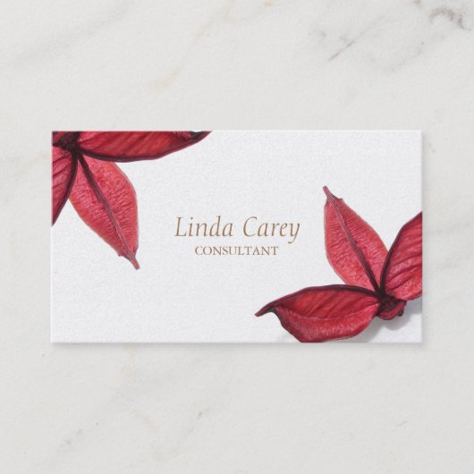 Rote Blume Herbst Elegante Visitenkarte (Vorderseite)