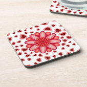 ROTE BLUME HERZ GEBURTSTAG VALENTINE GIFT GETRÄNKEUNTERSETZER (Linke Seite)