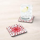 ROTE BLUME HERZ GEBURTSTAG VALENTINE GIFT GETRÄNKEUNTERSETZER (Rechte Seite)