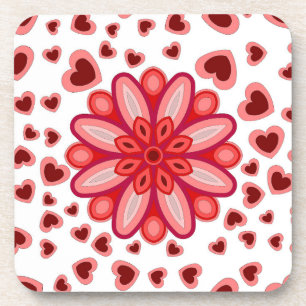ROTE BLUME HERZ GEBURTSTAG VALENTINE GIFT GETRÄNKEUNTERSETZER