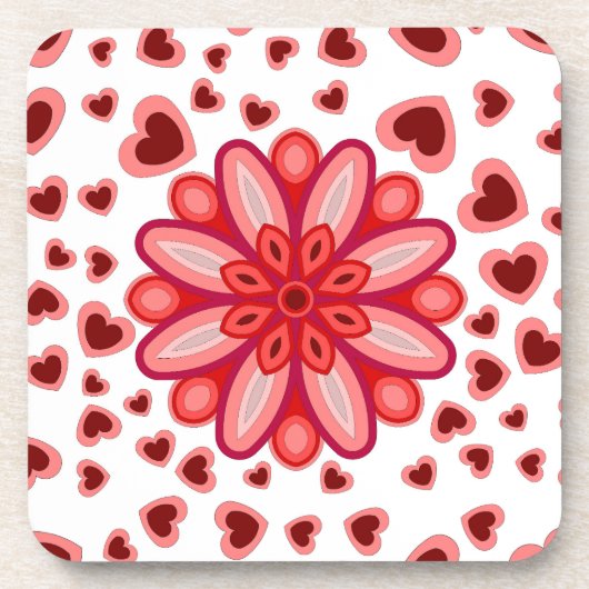 ROTE BLUME HERZ GEBURTSTAG VALENTINE GIFT GETRÄNKEUNTERSETZER (Vorderseite)
