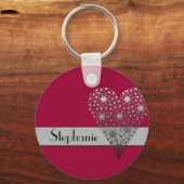 Rote Blume Herz Niedlicher individuelle Name Schlü Schlüsselanhänger (Vorderseite)