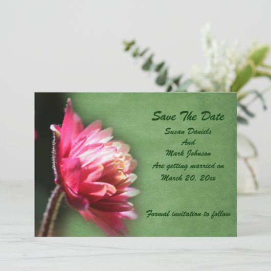 Rote Blume Hochzeit Save The Date (Stehend Vorderseite)