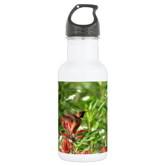 Rote Blume Hummingvogel Edelstahlflasche