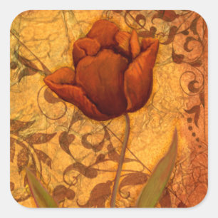 Rote Blume II Quadratischer Aufkleber