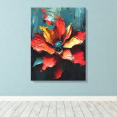 Rote Blume im Abstrakten Leinwanddruck (Insitu (Holzboden))