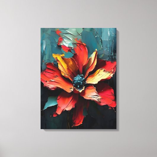 Rote Blume im Abstrakten Leinwanddruck (Vorderseite)