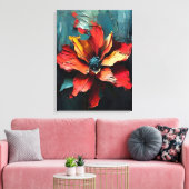 Rote Blume im Abstrakten Leinwanddruck (Insitu (Wohnzimmer))