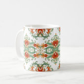 Rote Blume im chinesischen Stil Kaffeetasse (Vorderseite Links)