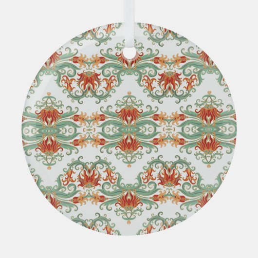 Rote Blume im chinesischen Stil Ornament Aus Glas (Vorderseite)