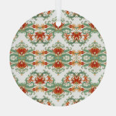 Rote Blume im chinesischen Stil Ornament Aus Glas (Rückseite)