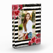 Rote Blume im Foto Schwarz-weiß Stripes (Links)