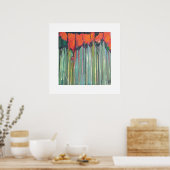 Rote Blume im großen Gras Poster (Küche)