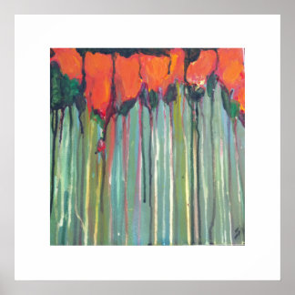 Rote Blume im großen Gras Poster