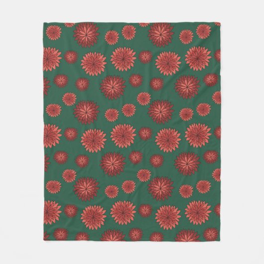 Rote Blume im grünen Hintergrund Fleecedecke (Vorderseite)