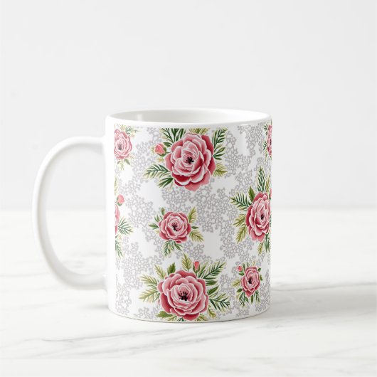 Rote Blume im Lacy-Hintergrund Kaffeetasse (Links)