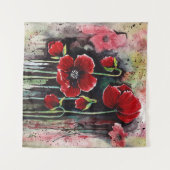 Rote Blume in Aquarellfarben Wandteppich (Vorderseite (Horizontal))