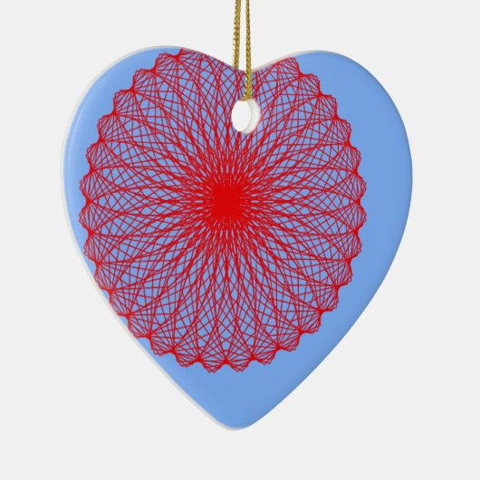 Rote Blume in blauer abstrakter Kunst Keramikornament (Rechts)