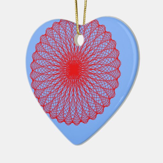 Rote Blume in blauer abstrakter Kunst Keramikornament (Links)