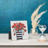 Rote Blume in Schwarz-Weiß-Strickvase Fotoplatte (InSitu)