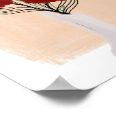 Rote Blume in Vase Handgezeichneter Kunst Poster (Ecke)