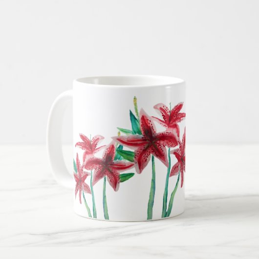 Rote Blume Kaffeetasse (Vorderseite Links)