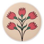 Rote Blume Keramikknauf (Vorderseite)