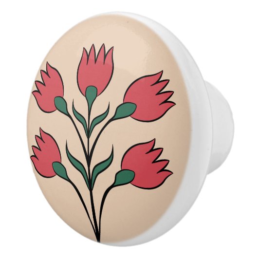 Rote Blume Keramikknauf (Rechts)