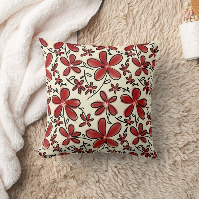 Rote Blume Kissen (Decke)