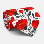 Rote Blume Krawatte (Gerollt)