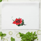 Rote Blume Küchentuch (Gefaltet)