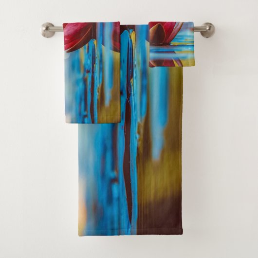 Rote Blume Landschaft, Zen Badhandtuch Set (Insitu)