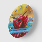 Rote Blume Landschaft, Zen Runde Wanduhr (Winkel)