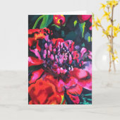 Rote Blume Leere Originalkunst Gefaltete Grußkarte Karte (Gelbe Blume)