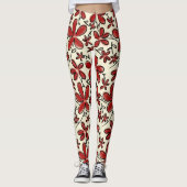 Rote Blume Leggings (Vorderseite)