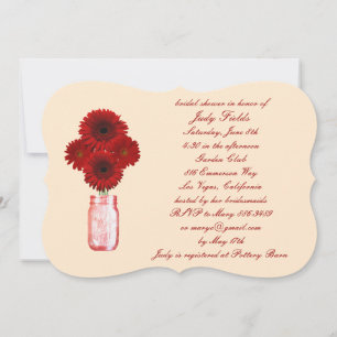 Rote Blume Mason Jar Bridal Dusche Einladung