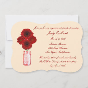 Rote Blume Mason Jar Engagement Partei Einladung